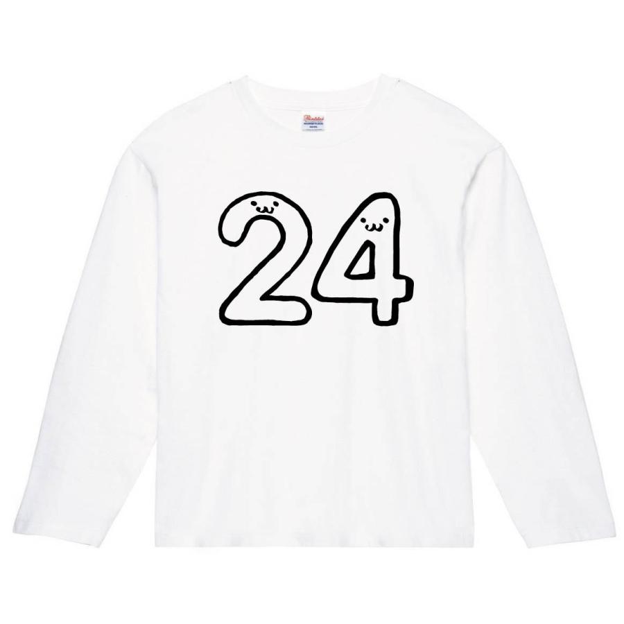 ２４ にじゅうよん 二十四 数字 ナンバー 記号 文字 筆絵 イラスト 長袖tシャツ Nu024nt サモエスキー 通販 Yahoo ショッピング