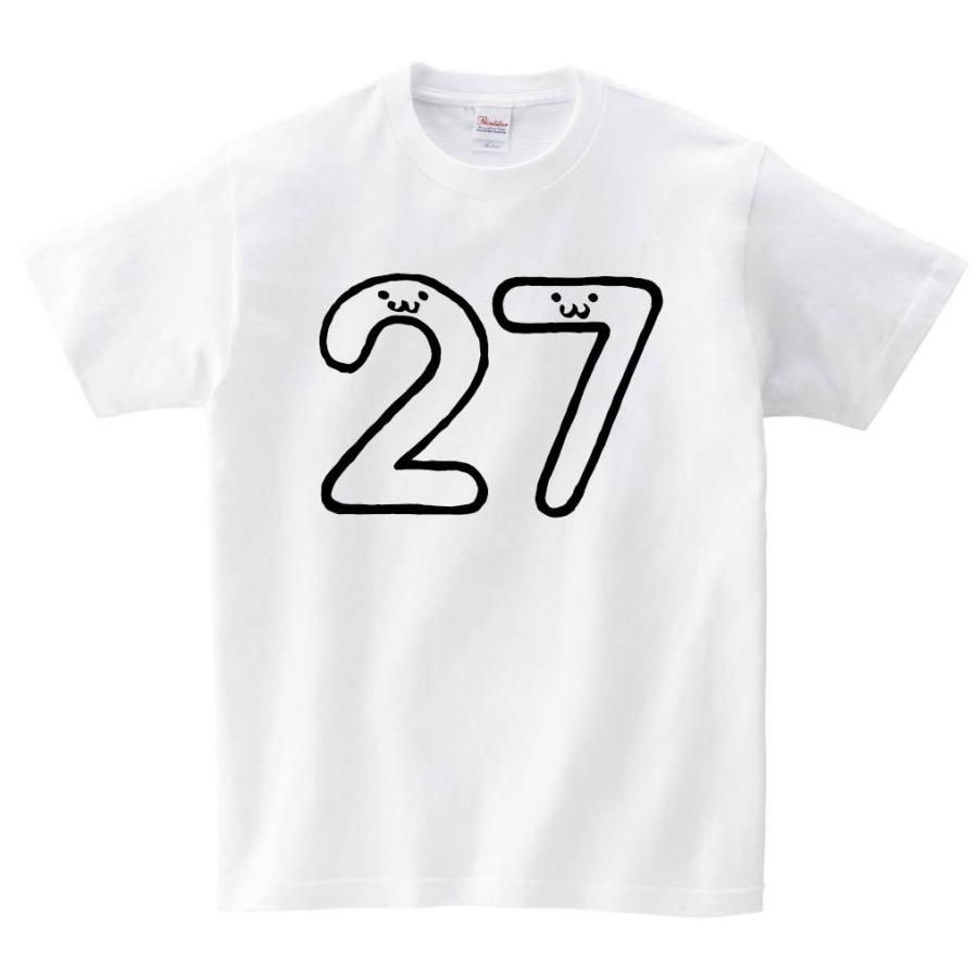 ２７ にじゅうなな 二十七 数字 ナンバー 記号 文字 筆絵 イラスト 半袖tシャツ Nu027ht サモエスキー 通販 Yahoo ショッピング