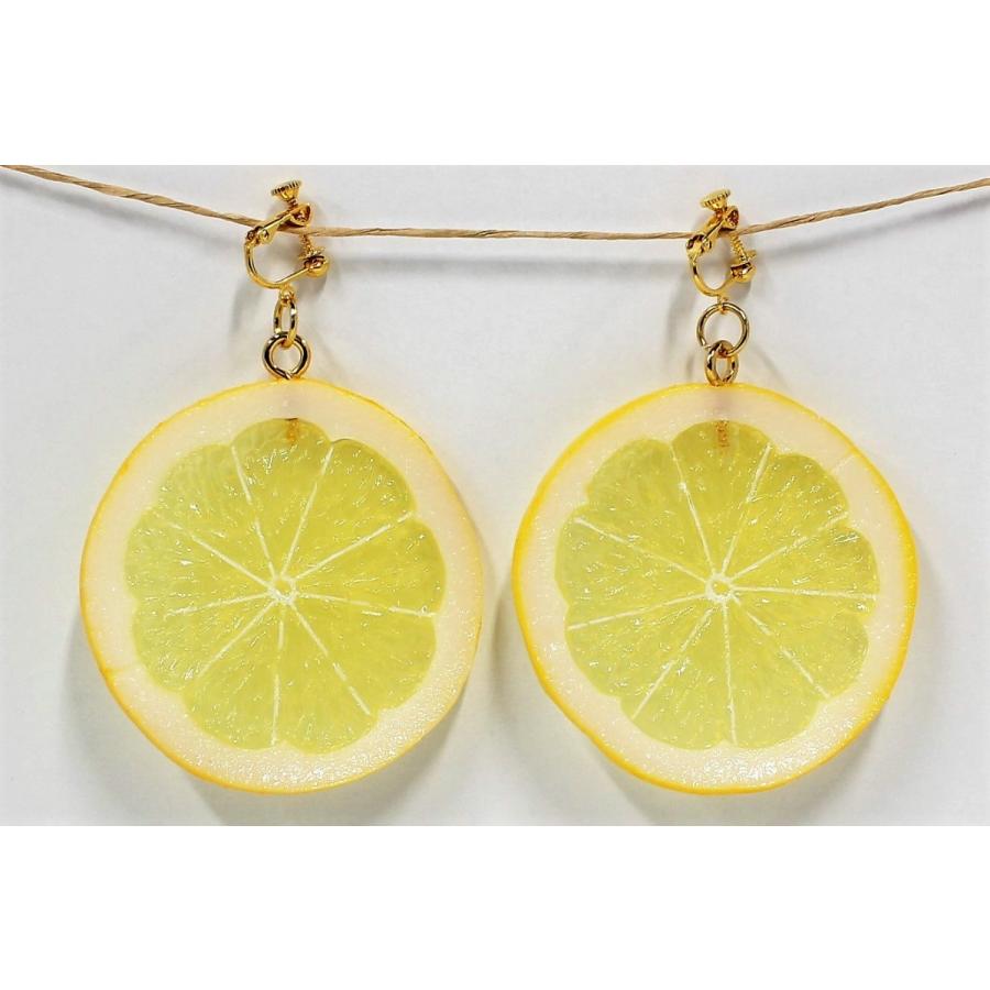 食品サンプル　イヤリング(ゴールド）　レモン輪切り | 