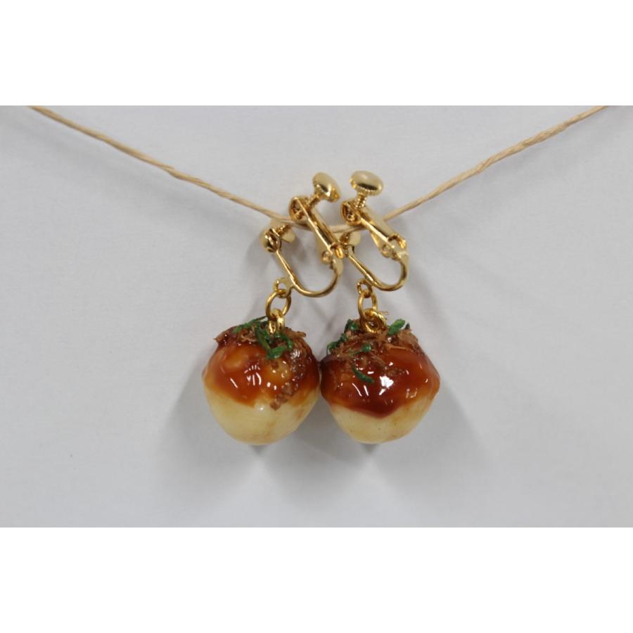 食品サンプル　イヤリング(ゴールド）　ミニたこ焼き | 