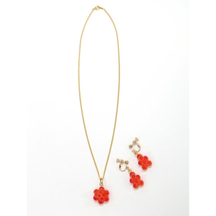 食品サンプル つぶつぶシリーズ ネックレス・イヤリングセット ゴールド（イクラ） |  | 01