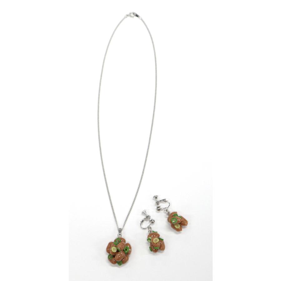 食品サンプル つぶつぶシリーズ ネックレス・イヤリングセット シルバー（納豆） |  | 01