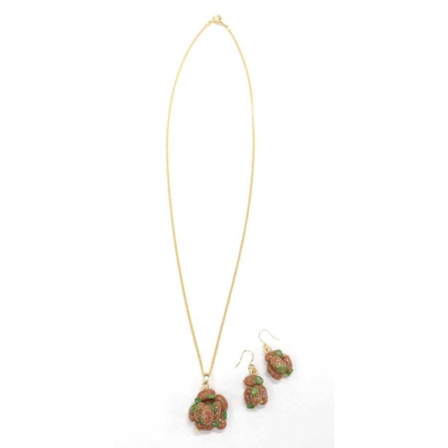 食品サンプル つぶつぶシリーズ ネックレス・ピアスセット ゴールド（納豆） |  | 01