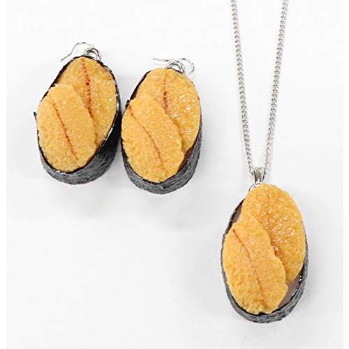 食品サンプル ネックレス・ピアスセット（シルバー） ミニチュア寿司（うに） | 