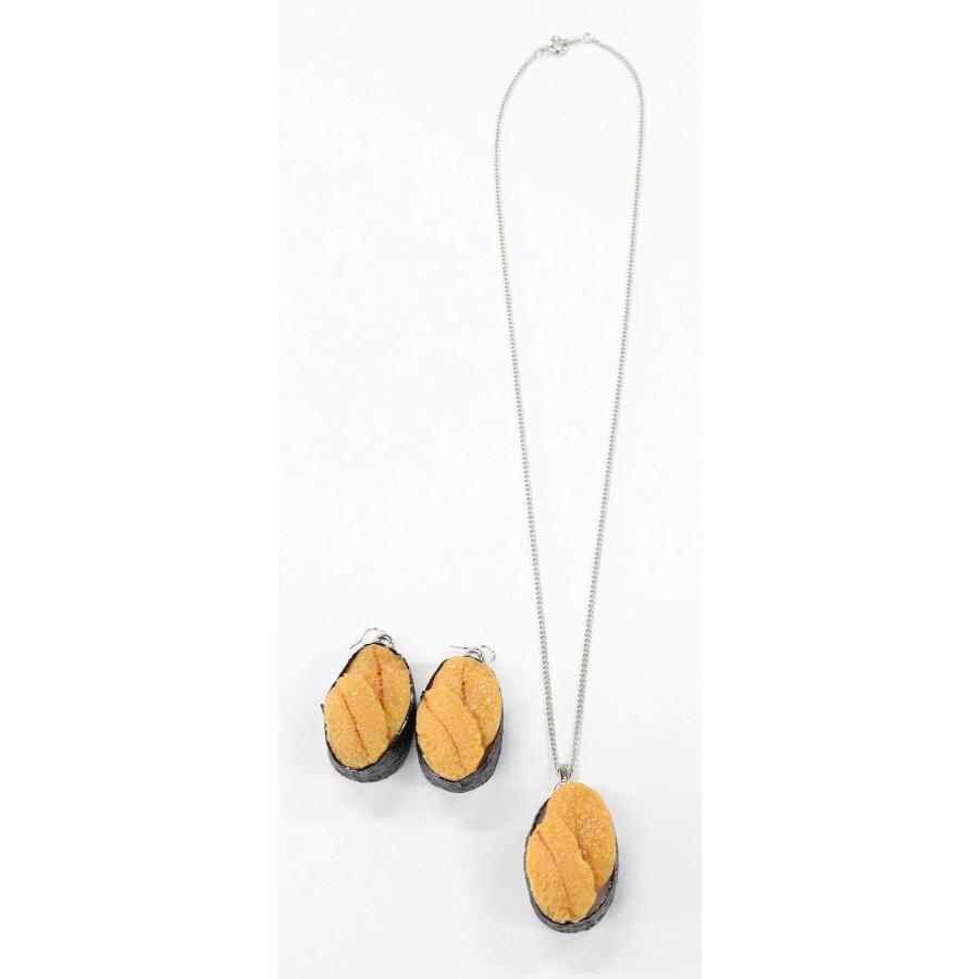 食品サンプル ネックレス・ピアスセット（シルバー） ミニチュア寿司（うに） |  | 01