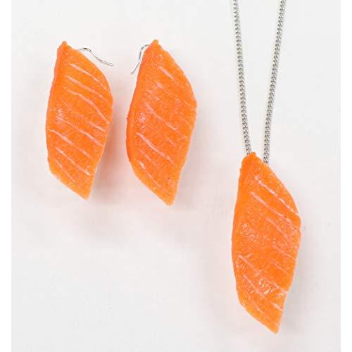 食品サンプル ネックレス・ピアスセット（シルバー） ミニチュア寿司（サーモン） |  | 01