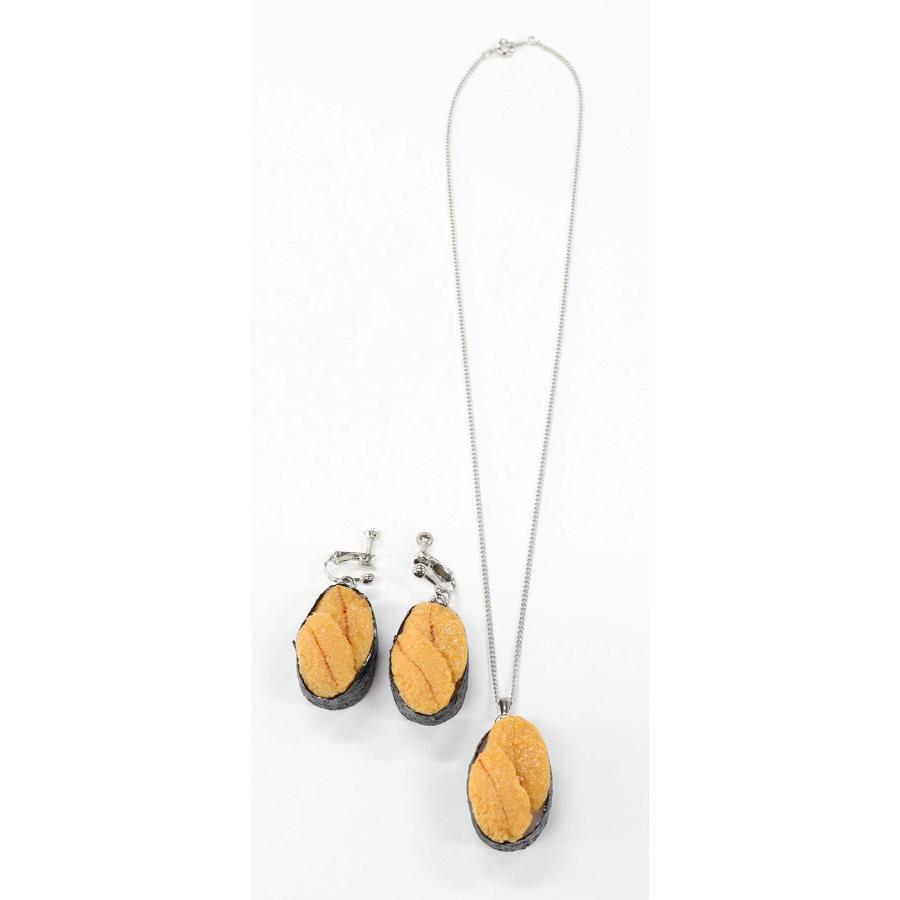 食品サンプル ネックレス・イヤリングセット（シルバー） ミニチュア寿司（うに） |  | 01