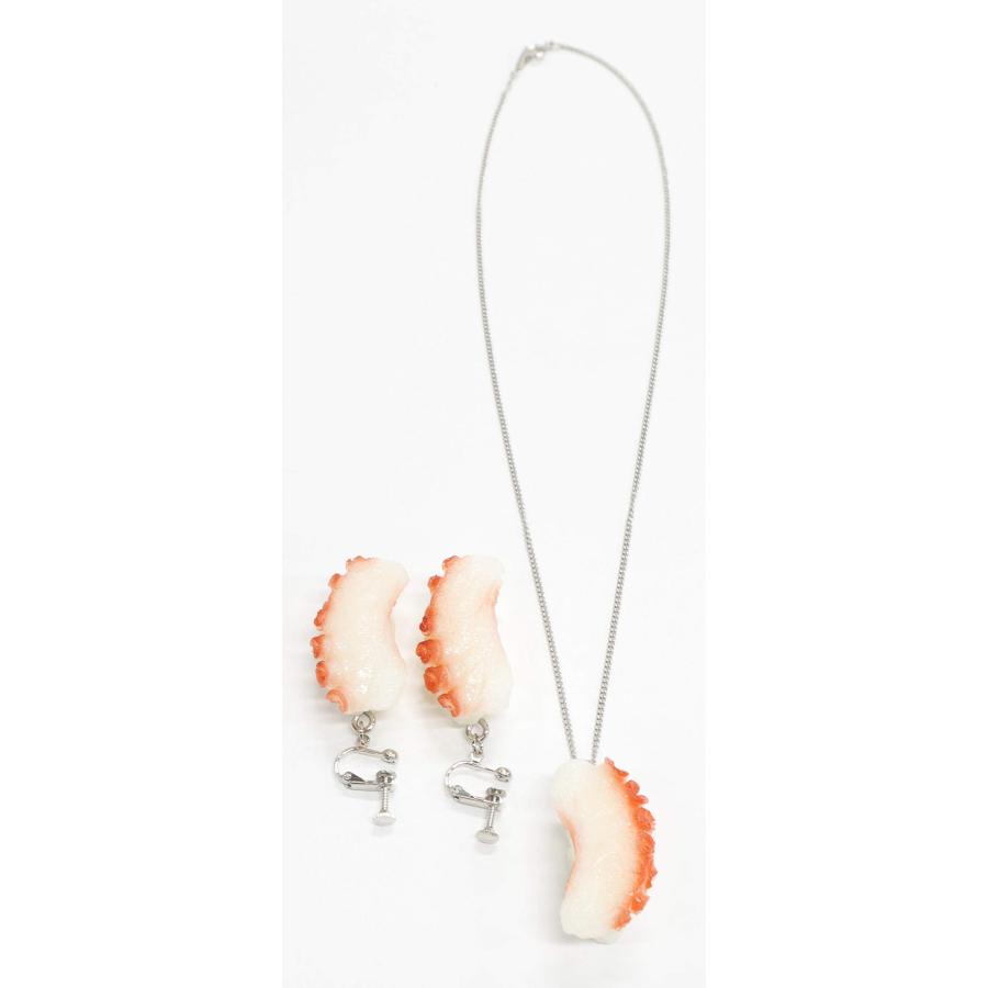 食品サンプル ネックレス・イヤリングセット（シルバー） ミニチュア寿司（たこ） |  | 01