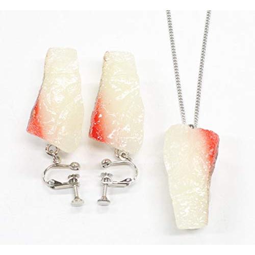 食品サンプル ネックレス・イヤリングセット（シルバー） ミニチュア寿司（はまち） |  | 01