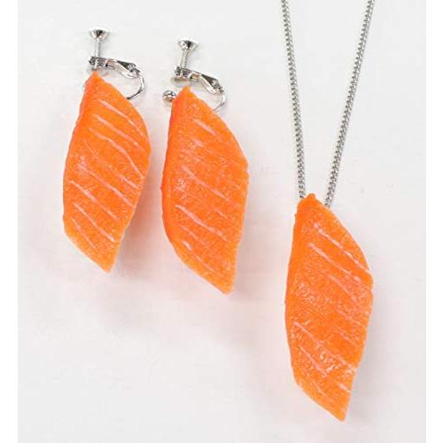 食品サンプル ネックレス・イヤリングセット（シルバー） ミニチュア寿司（サーモン） | 