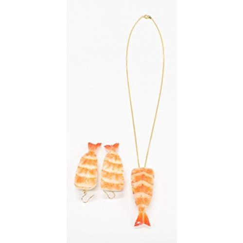 食品サンプル ネックレス・ピアスセット（ゴールド） ミニチュア寿司（海老） |  | 01
