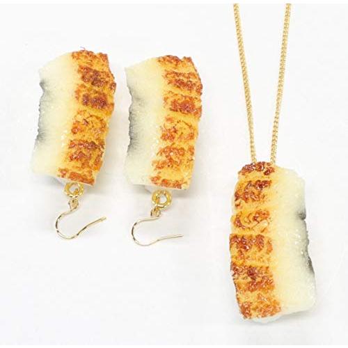 食品サンプル ネックレス・ピアスセット（ゴールド） ミニチュア寿司（穴子） | 