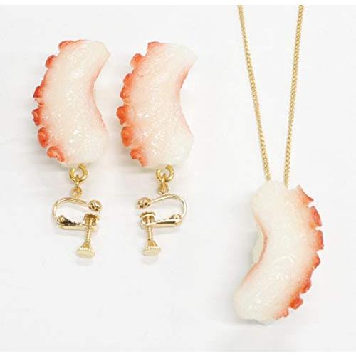 食品サンプル ネックレス・イヤリングセット（ゴールド） ミニチュア寿司（たこ） | 