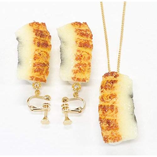 食品サンプル ネックレス・イヤリングセット（ゴールド） ミニチュア寿司（穴子） | 