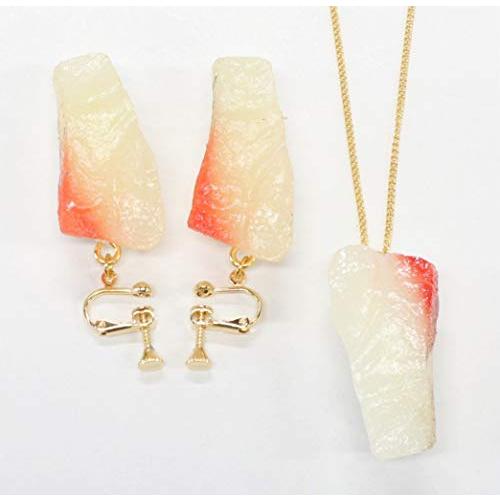 食品サンプル ネックレス・イヤリングセット（ゴールド） ミニチュア寿司（はまち） | 