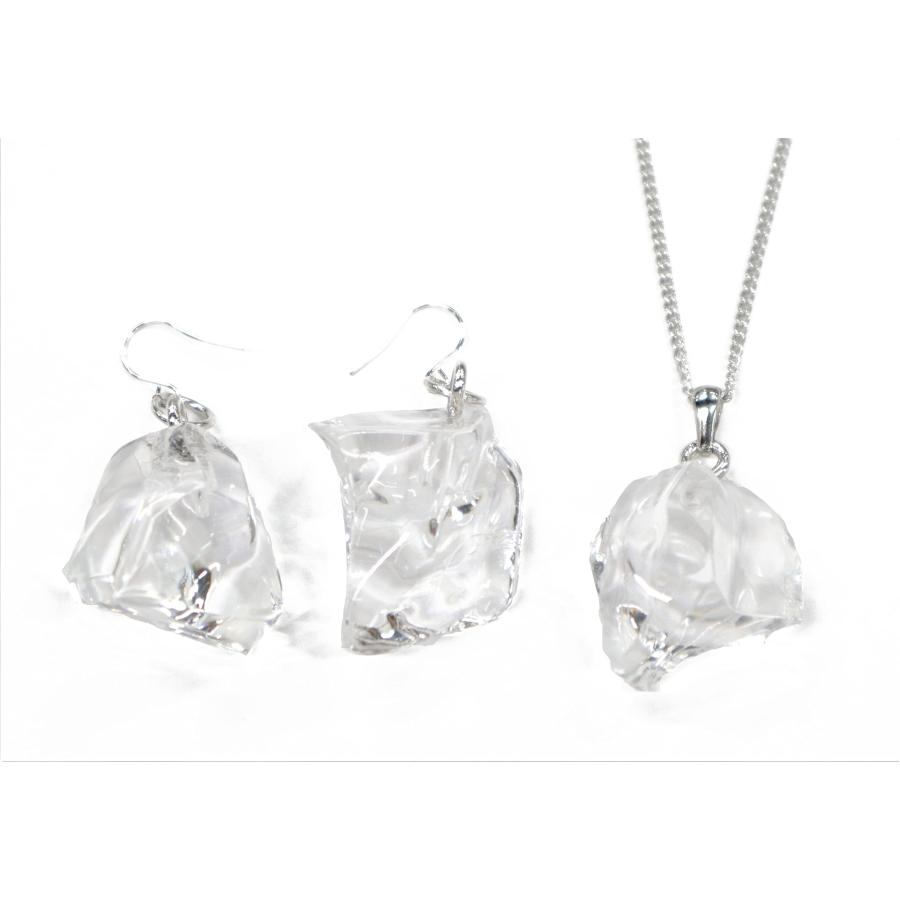 食品サンプル 氷　クラッシュアイス（M）　ネックレス・ピアスセット（シルバー）　 | 