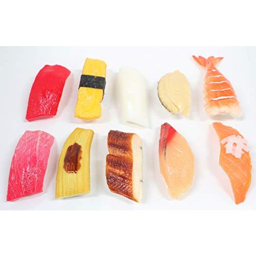 食品サンプル セットでお得に 上にぎり10貫セット マグネット 寿司 お土産 (マグロ・玉子・イカ・アワビ・海老・大トロ・穴子・うなぎ・ハマチ・サーモン） | 