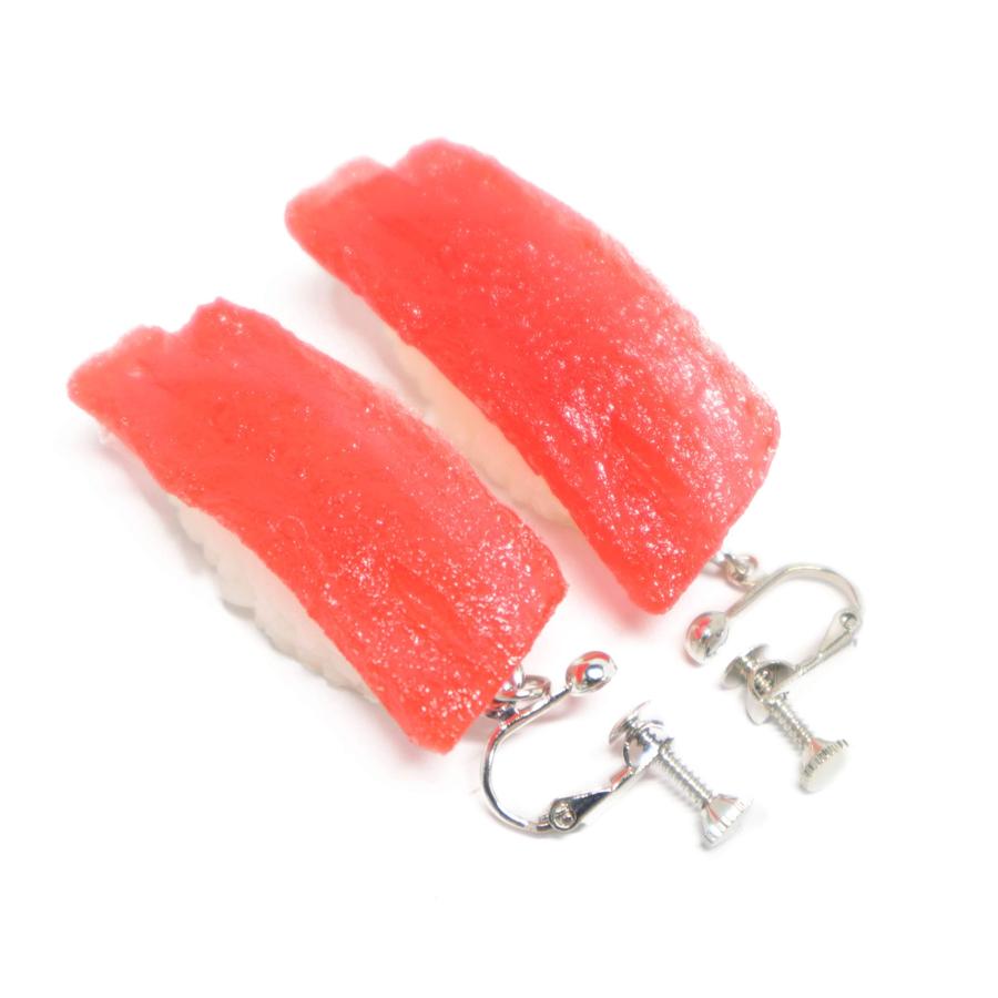食品サンプル イヤリング（シルバー） ミニチュア寿司 （まぐろ） | 