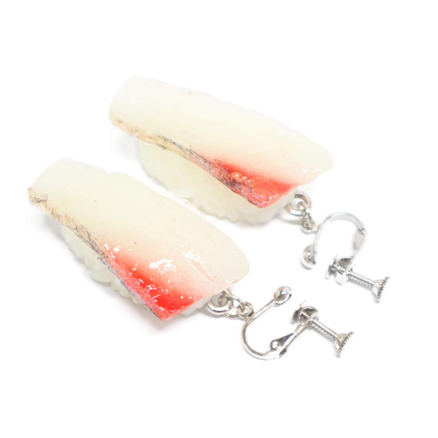 食品サンプル イヤリング（シルバー） ミニチュア寿司 （はまち） | 