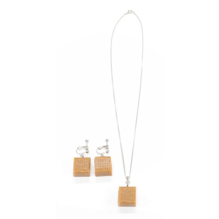 イヤリング＆ネックレスセット（ゴールド） 食品サンプル キャラメル | 