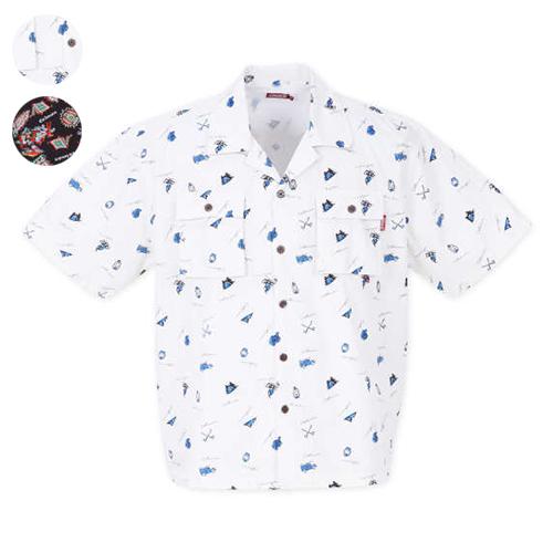 大きいサイズ Coleman ブロード総柄プリントオープンカラー半袖シャツ 3L 4L 5L 6L 7L 8L ラッピング可 送料無料 即日発送 Coleman（コールマン） 大きいサイズ メンズ 半袖シャツ ブロード総柄