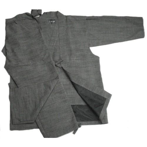ギフト】【ギフト】本真綿紬野袴作務衣・陣羽織セット(鼠) 日本製 着物