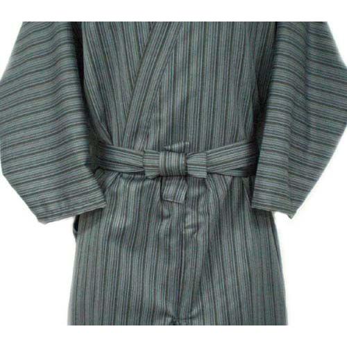 野袴作務衣（縞グレー）　日本製