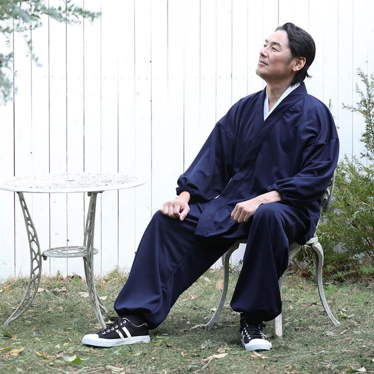 日本製】シンプルジャージ作務衣 紺（M・L・LL） : 作務衣の専門館
