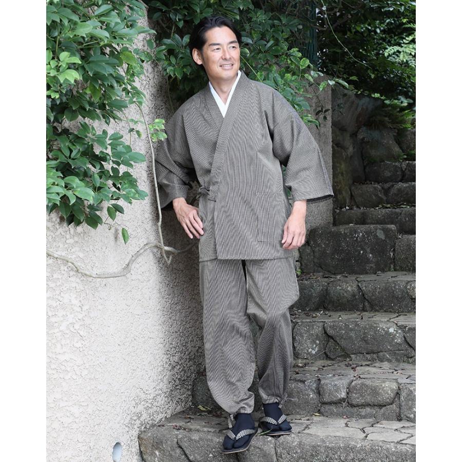 サムエ 男性用 春用 秋用 春秋用 金茶 濃紺 青 黒 グレー 濃茶 4L 綿刺子織作務衣の画像