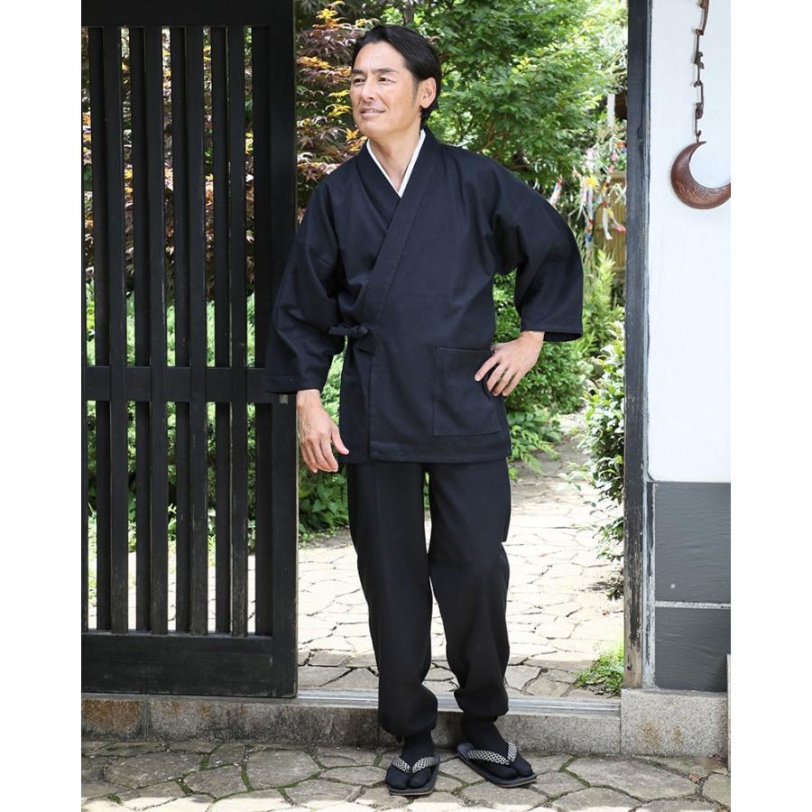 サムエ 男性用 春用 秋用 春秋用 金茶 濃紺 青 黒 グレー 濃茶 4L 綿刺子織作務衣の画像