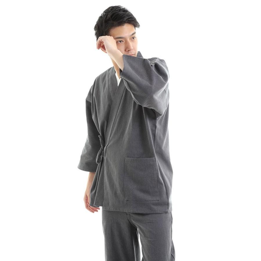 サムエ 男性用 春用 秋用 春秋用 金茶 濃紺 青 黒 グレー 濃茶 4L 綿刺子織作務衣の画像
