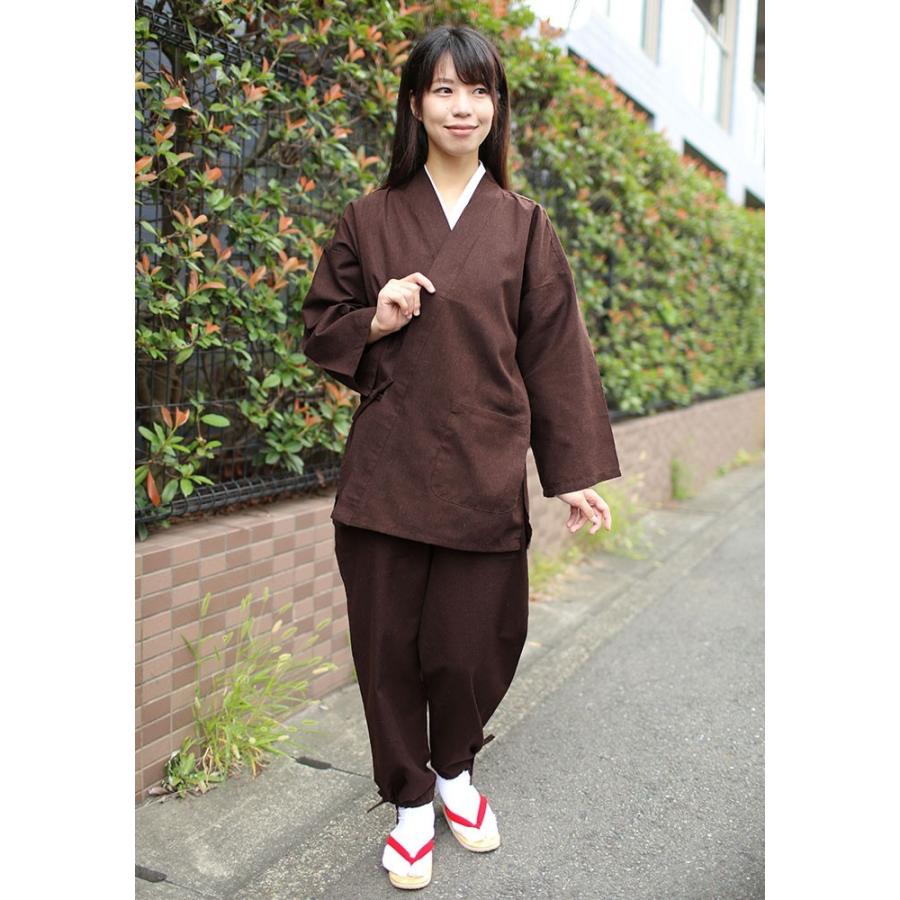 The Sakaki ザサカキ /セットアップ 作務衣 M　ＪＡＰＡＮ ブラウン 作務衣 女性用 春用 夏用 春夏用 紺・赤・茶 S M L LL 女性用T/Cさむえ