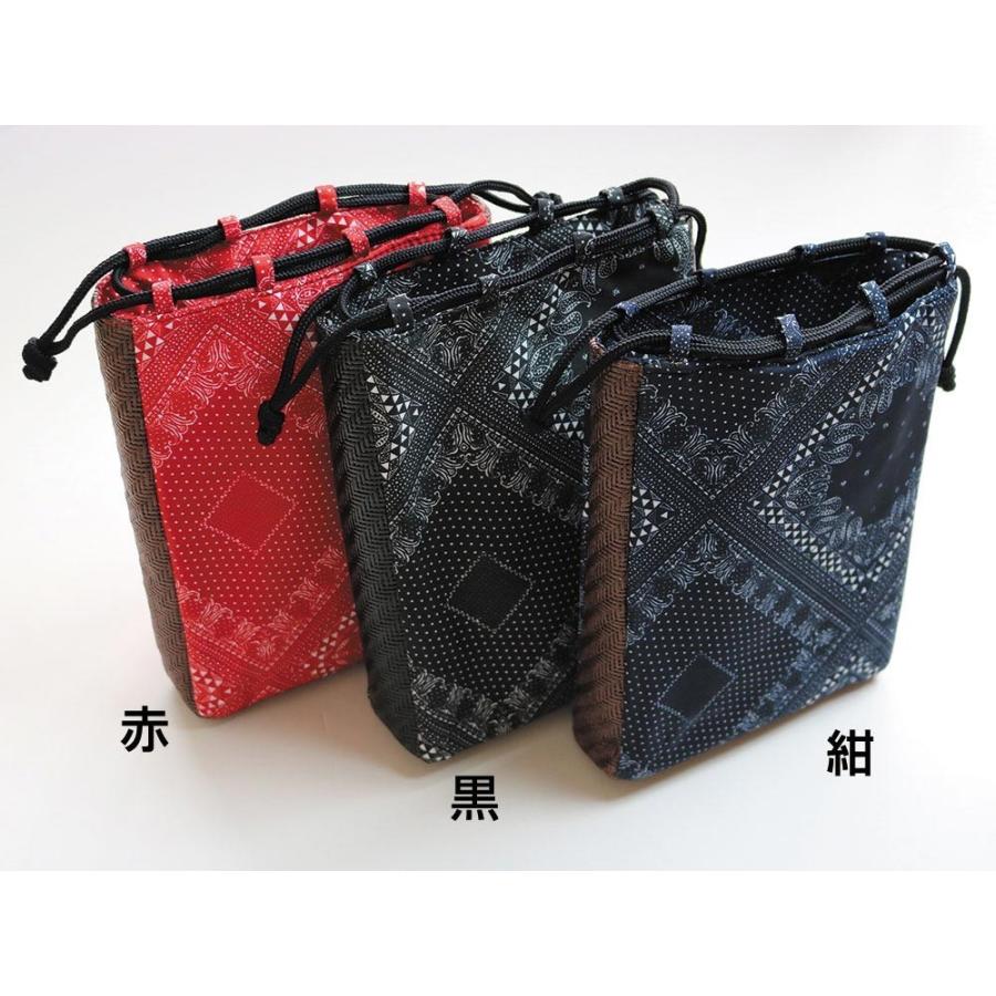 網代風ペイズリー柄信玄袋(紺・黒・赤) |  | 01