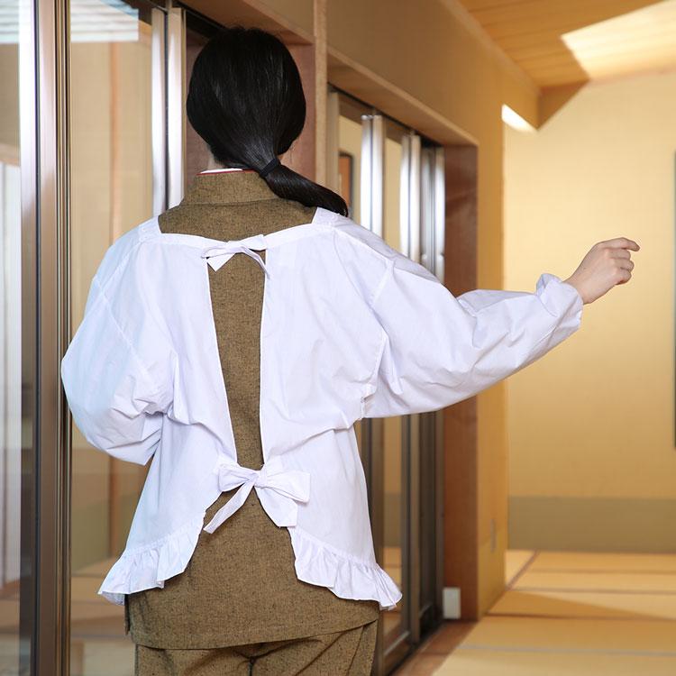 日本製】和装割烹着 白(85cm・90cm)（M・L）かっぽう着 : 作務衣の専門