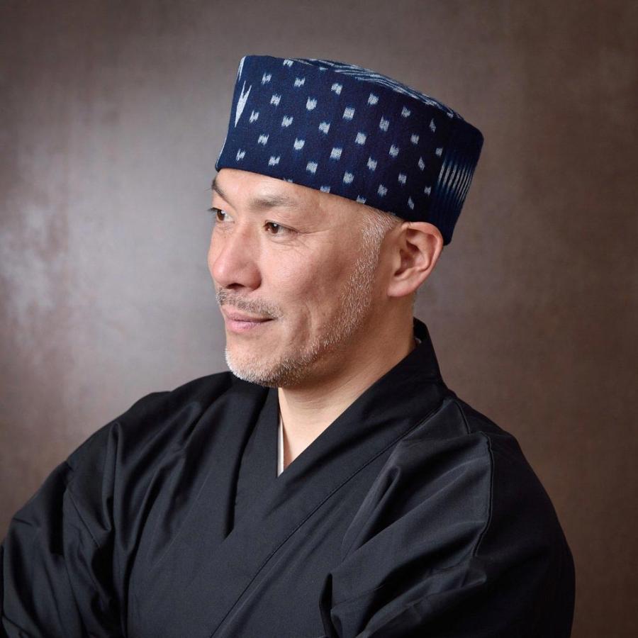備後絣 藍染 「6種の絣 変り織」 利休帽 和帽子 S M : 作務衣の専門館