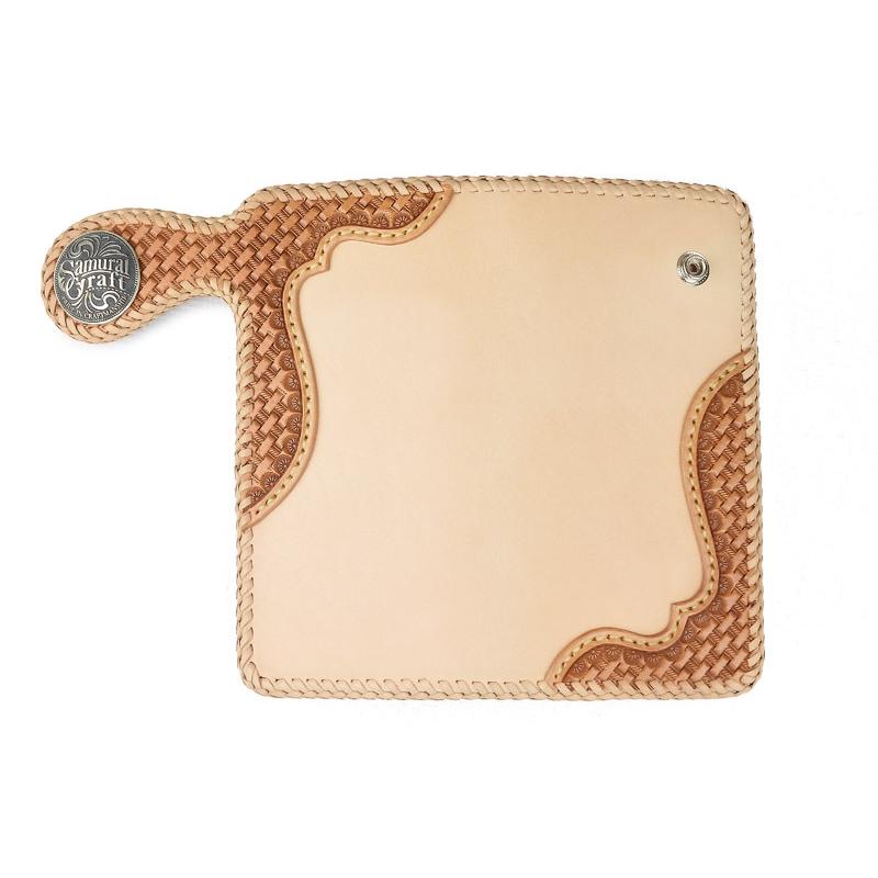 ロングウォレット A-1 サドルレザー オーバーレイ バスケットウィーブ ダブルステッチの画像