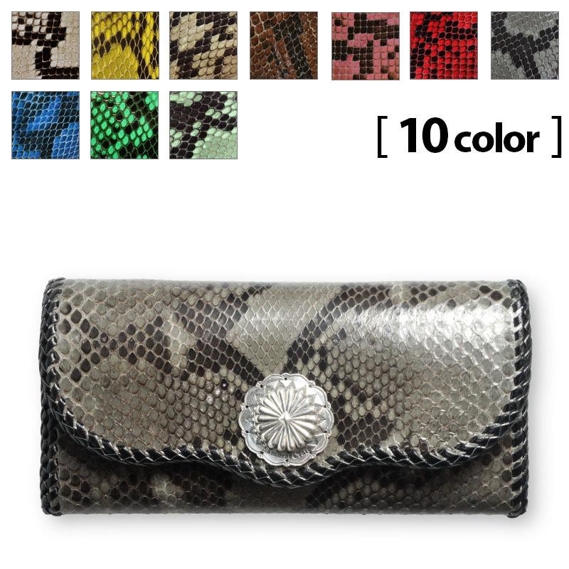 ロングウォレット B-3 カード16枚 ダイヤモンドパイソン ダブルステッチ