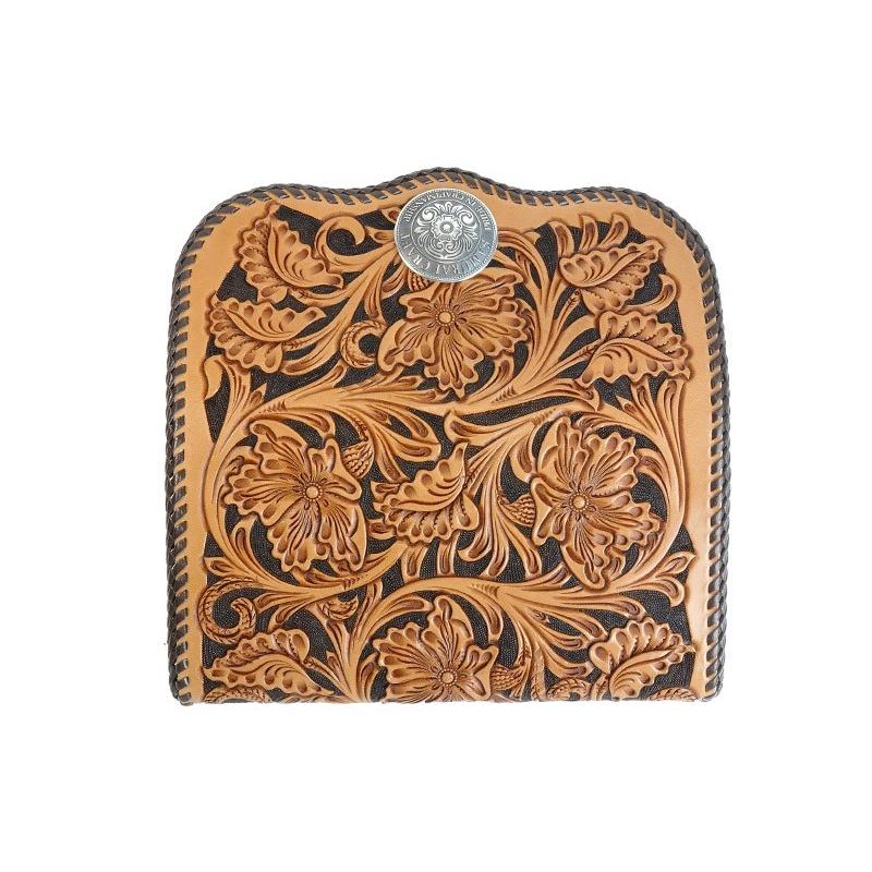ロングウォレット B-3 カード8枚 センターフラップ シェリダンスタイルカービング タンニングの画像