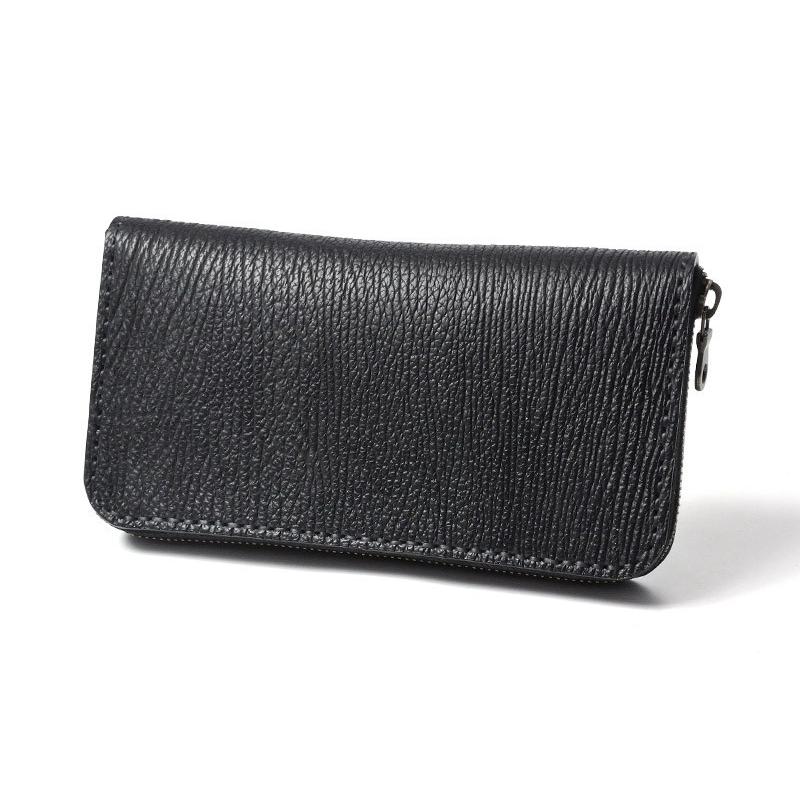シャークスキン　ラウンドタイプ　ロングウォレット ラウンドファスナーロングウォレット タイプ1 シャークスキン ブラック
