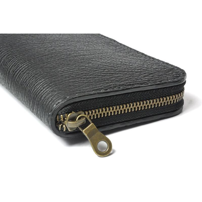 シャークスキン　ラウンドタイプ　ロングウォレット ラウンドファスナーロングウォレット タイプ1 シャークスキン ブラック