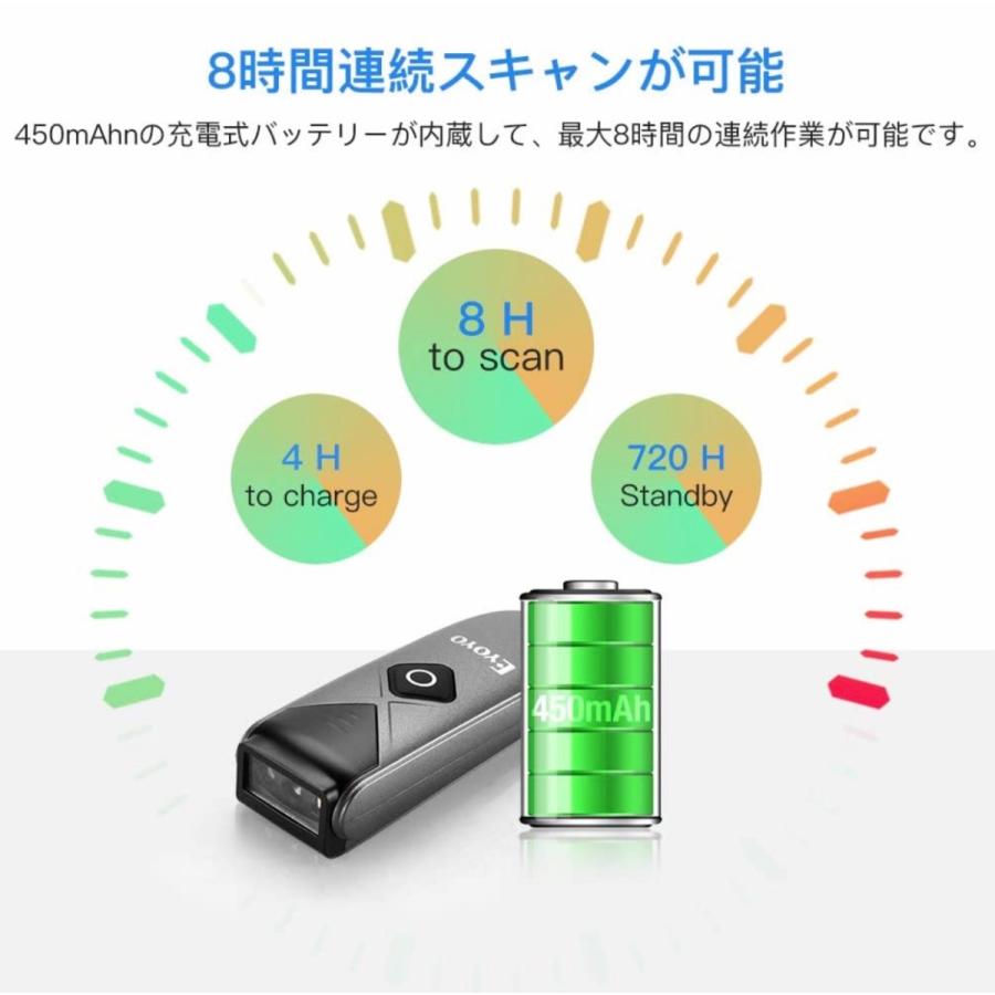 バーコードリーダー ミニバーコードスキャナー 1次元 2次元 QRコード USB Bluetooth ワイヤレス Eyoyo｜samuraistore728｜05