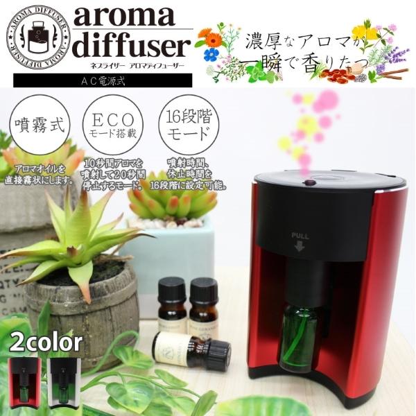 AC電源式 コンパクトアロマディフューザー シルバー レッド