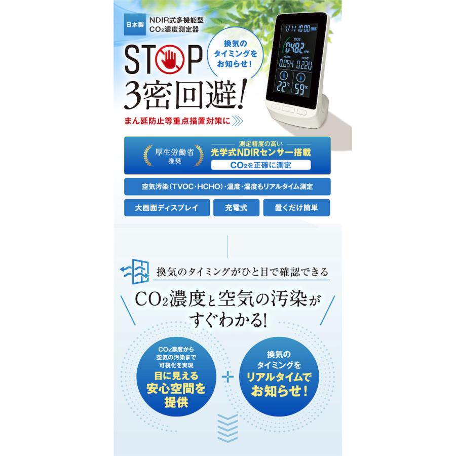 匿名配送 日本製 NDIR式多機能型CO2濃度測定器 HCOM-JP003 40個 【4511433543】(162800円)