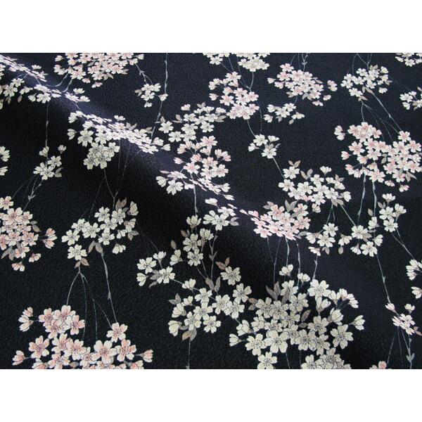 綿ちりめん (エンボス) 生地 着物風 しだれ桜 和柄生地 布 1m単位