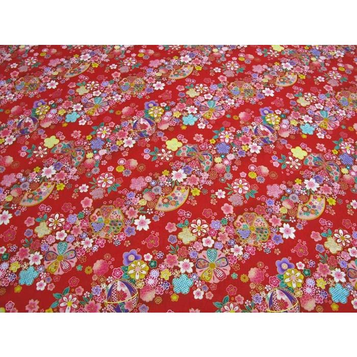 和柄生地 着物風 金彩斜め花模様 スケアー 和調 和柄 布 1m単位 : さん