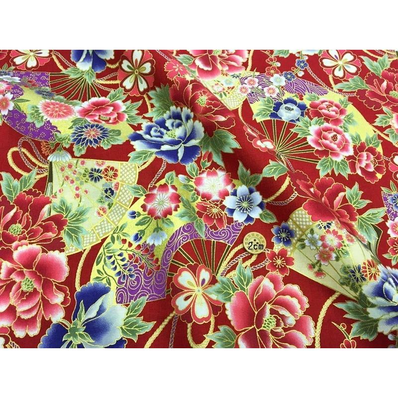 和柄生地 着物風 雅やか華模様 スケアー 和調 和柄 布 1m単位 : さん