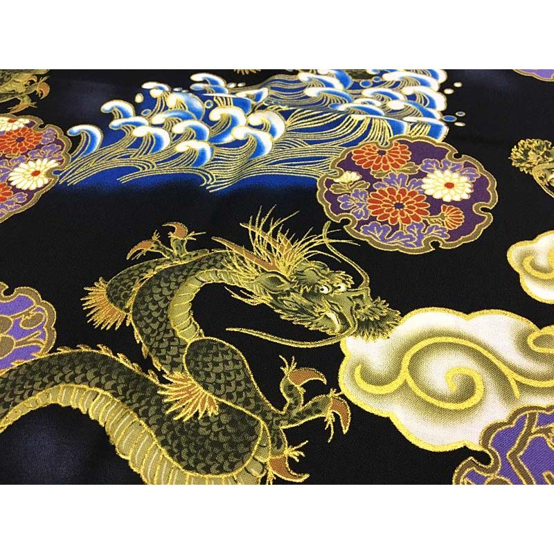 和柄生地 着物風 荒波と昇り龍 シーチング 和調 和柄 布 1m単位 : さんねっと Yahoo!店 - 通販 - Yahoo!ショッピング