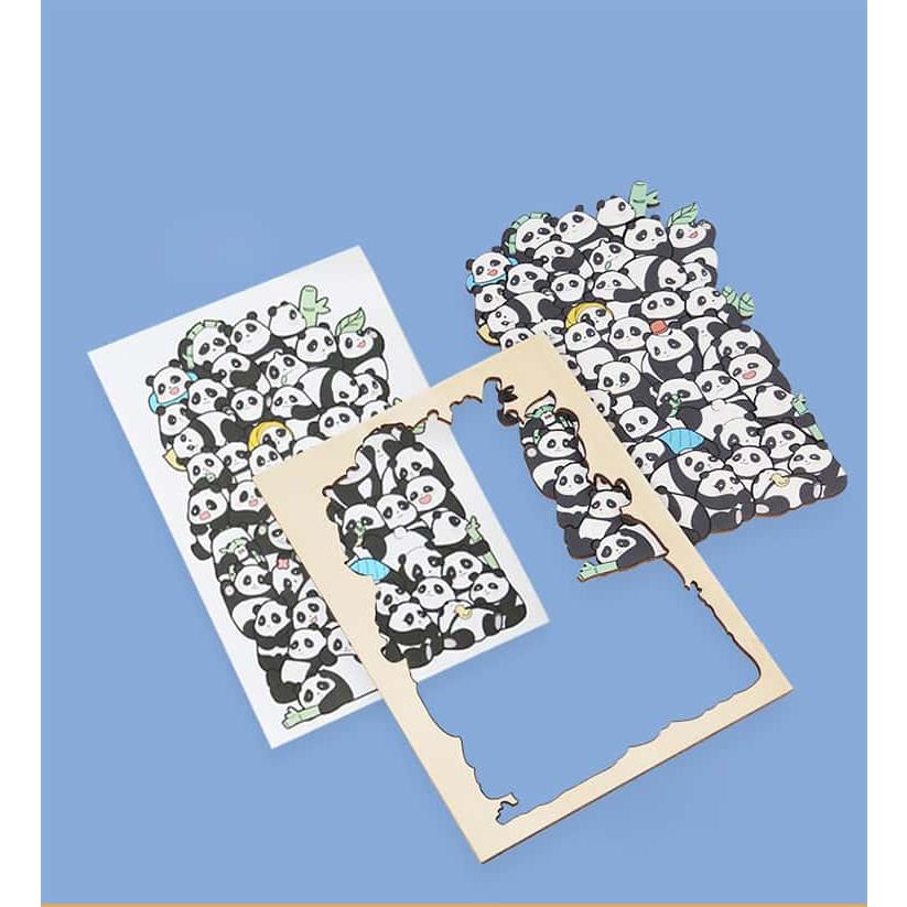 パズル 木のおもちゃ 型はめ 3点セット/猫＋犬＋パンダ 50ピース 木製
