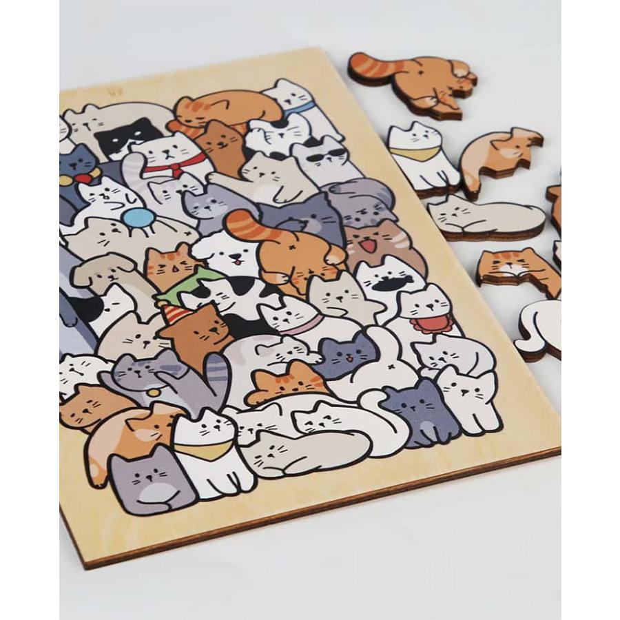 パズル 木のおもちゃ 型はめ 3点セット/猫＋犬＋パンダ 50ピース 木製