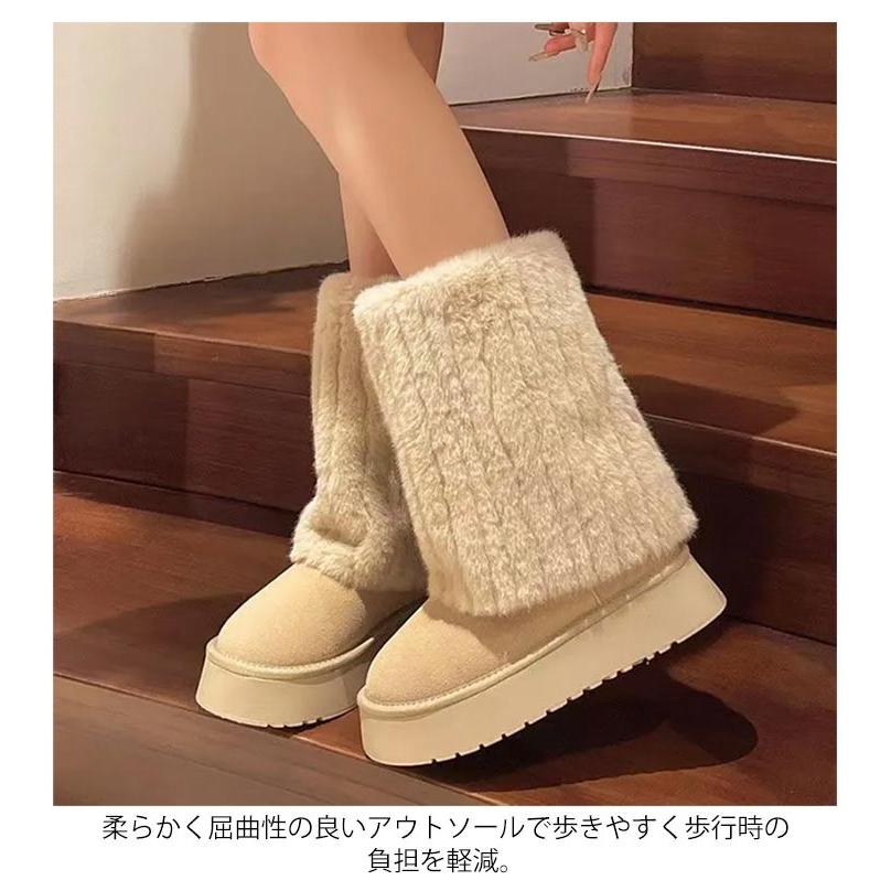 新品未使用未開封 yello アイボリー ファー ムートンブーツ ムートンブーツ レディースブーツ ブーツ ロング 本革 冬靴 防寒